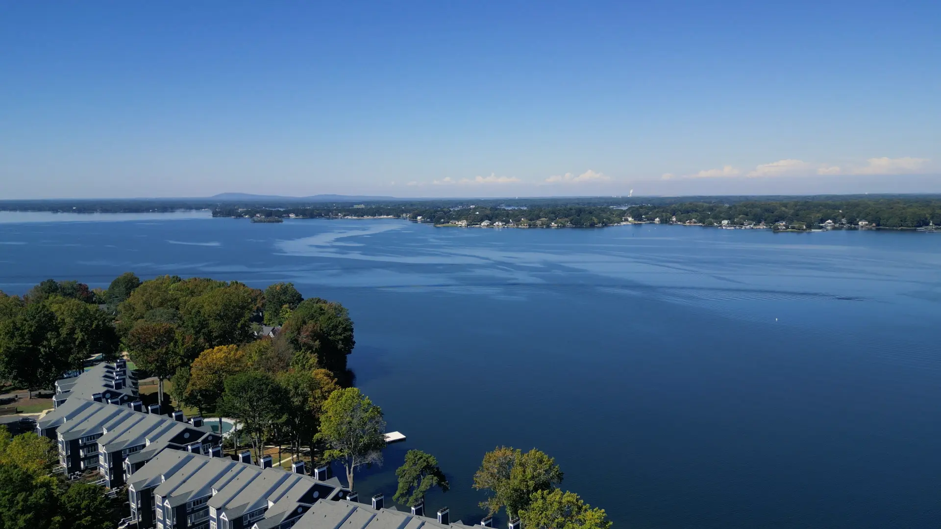 Lake Norman shoreline homes from the air