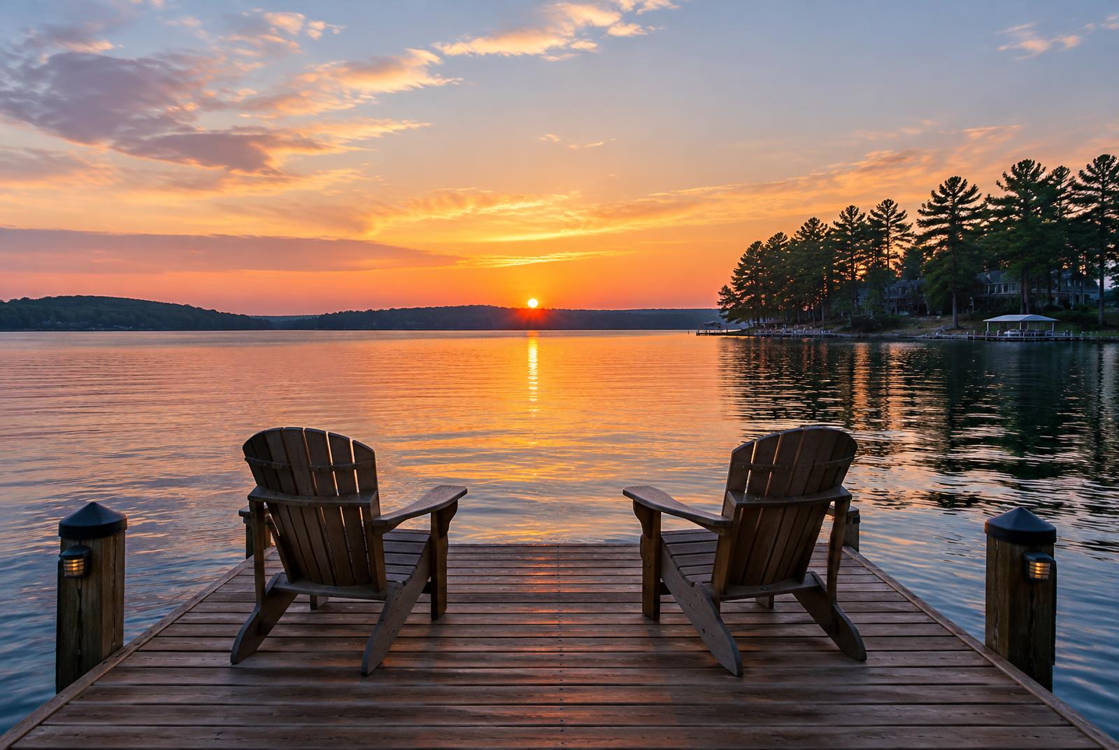 Dock at sunset on Lake Norman